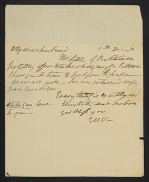 [Letter from Elizabeth Upshur Teackle to her husband, Littleton Dennis Teackle, December 5, 1813]