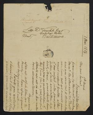 [Letter from Elizabeth Upshur Teackle to her husband, Littleton Dennis Teackle, March 1, 1814]