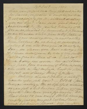 Primary view of object titled '[Letter from Elizabeth Upshur Teackle to her sister, Ann Upshur Eyre, February 19, 1815]'.