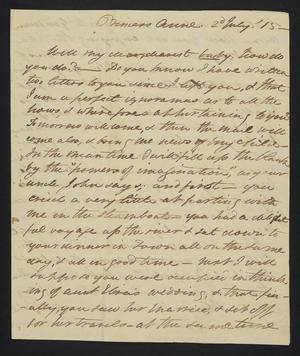 [Letter from Elizabeth Upshur Teackle to her daughter, Elizabeth Ann Upshur Teackle, July 2, 1815]