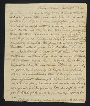 [Letter from Elizabeth Upshur Teackle to her daughter, Elizabeth Ann Upshur Teackle, July 4, 1815]
