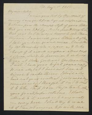 Primary view of object titled '[Letter from Elizabeth Upshur Teackle to her daughter, Elizabeth Ann Upshur Teackle, August 2, 1815]'.