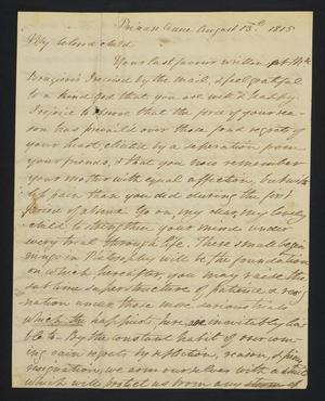 [Letter from Elizabeth Upshur Teackle to her daughter, Elizabeth Ann Upshur Teackle, August 13, 1815]