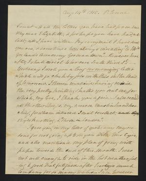 [Letter from Elizabeth Upshur Teackle to her daughter, Elizabeth Ann Upshur Teackle, August 14, 1815]