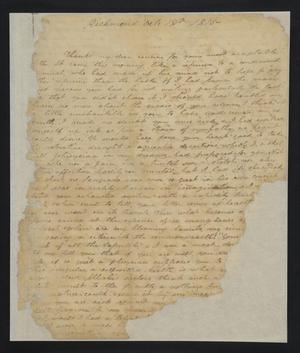 [Letter from Abel Parker Upshur to his cousin, Elizabeth Upshur Teackle, October 18, 1815]