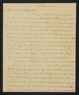 [Letter from Elizabeth Upshur Teackle to her daughter, Elizabeth Ann Upshur Teackle, November 7, 1815]