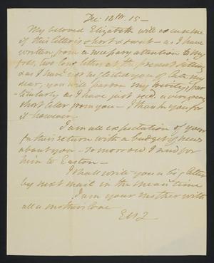 [Letter from Elizabeth Upshur Teackle to her daughter, Elizabeth Ann Upshur Teackle, December 18, 1815]