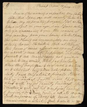 [Letter from Elizabeth Upshur Teackle to her sister, Ann Upshur Eyre, June 14, 1818]
