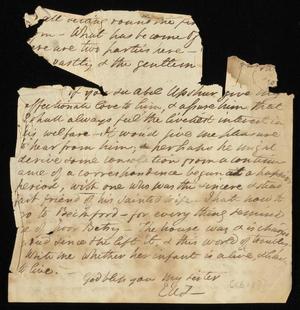 Primary view of object titled '[Letter from Elizabeth Upshur Teackle to her sister, Ann Upshur Eyre, 1819]'.