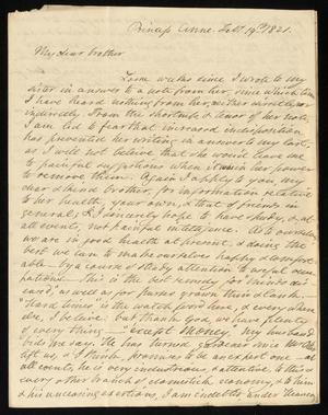 [Letter from Elizabeth Upshur Teackle to John Eyre, February 19, 1821]