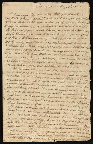 [Letter from Elizabeth Upshur Teackle to her sister, Ann Upshur Eyre, May 3, 1822]