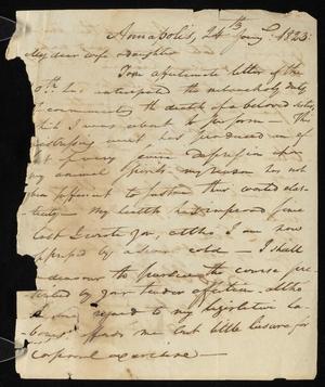 [Letter from Littleton D. Teackle to his wife Elizabeth Upshur Teackle and his daughter Elizabeth Ann Upshur Teackle, January 24, 1823]