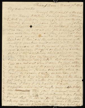 [Letter from Elizabeth Upshur Teackle to her daughter, Elizabeth Ann Upshur Teackle, March 7, 1824]