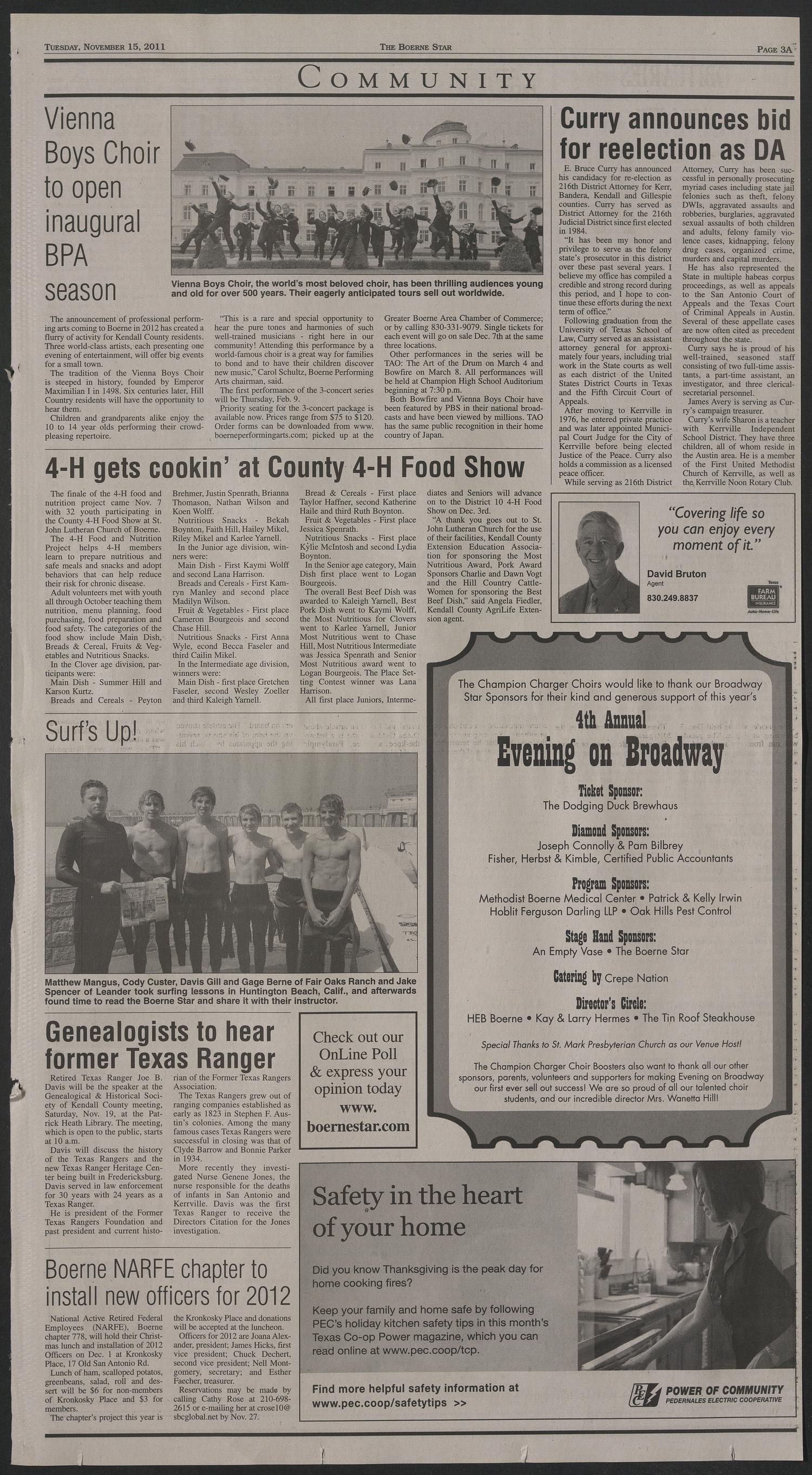 The Boerne Star (Boerne, Tex.), Vol. 105, No. 91, Ed. 1 Tuesday, November 15, 2011
                                                
                                                    [Sequence #]: 3 of 22
                                                