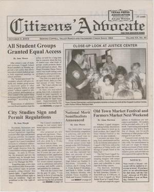 Citizens' Advocate (Coppell, Tex.), Vol. 19, No. 40, Ed. 1 Friday, October 3, 2003
