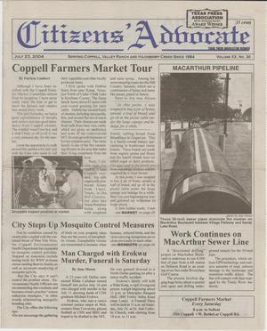 Primary view of object titled 'Citizens' Advocate (Coppell, Tex.), Vol. 20, No. 30, Ed. 1 Friday, July 23, 2004'.