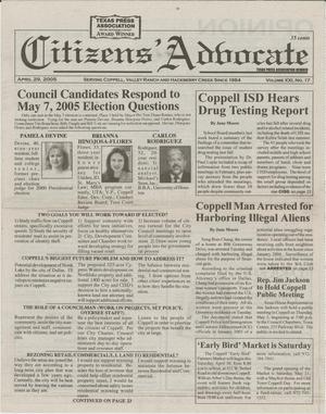 Primary view of object titled 'Citizens' Advocate (Coppell, Tex.), Vol. 21, No. 17, Ed. 1 Friday, April 29, 2005'.