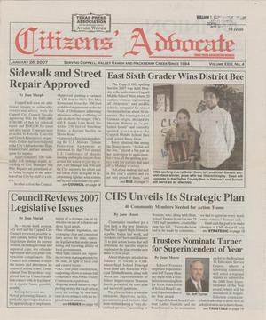 Primary view of object titled 'Citizens' Advocate (Coppell, Tex.), Vol. 23, No. 4, Ed. 1 Friday, January 26, 2007'.