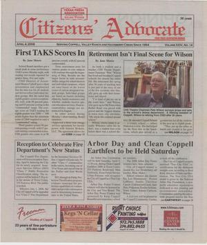 Primary view of object titled 'Citizens' Advocate (Coppell, Tex.), Vol. 24, No. 14, Ed. 1 Friday, April 4, 2008'.