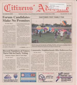Primary view of object titled 'Citizens' Advocate (Coppell, Tex.), Vol. 24, No. 43, Ed. 1 Friday, October 24, 2008'.