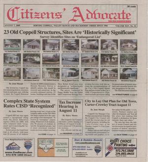 Primary view of object titled 'Citizens' Advocate (Coppell, Tex.), Vol. 25, No. 32, Ed. 1 Friday, August 7, 2009'.