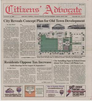 Primary view of object titled 'Citizens' Advocate (Coppell, Tex.), Vol. 25, No. 33, Ed. 1 Friday, August 14, 2009'.