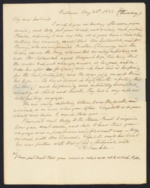 [Letter from Elizabeth Upshur Teackle to her husband, Littleton Dennis Teackle, May 23, 1833]