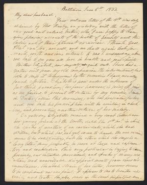 [Letter from Elizabeth Upshur Teackle to her husband, Littleton Dennis Teackle, June 6, 1833]