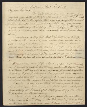 [Letter from Elizabeth Upshur Teackle to her husband, Littleton Dennis Teackle, December 2, 1834]