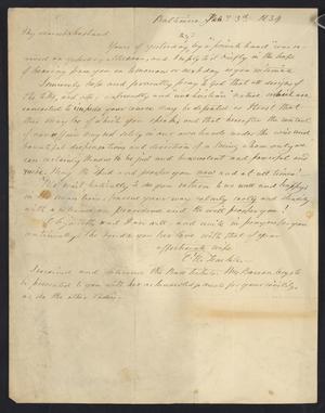 [Letter from Elizabeth Upshur Teackle to her husband, Littleton Dennis Teackle, February 3, 1834]