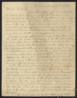 [Letter from Elizabeth Upshur Teackle to her husband, Littleton Dennis Teackle, March 10, 1834]