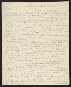 [Letter from Elizabeth Upshur Teackle to her husband, Littleton Dennis Teackle, April 29, 1834]