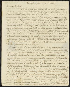 [Letter from Elizabeth Upshur Teackle to her husband, Littleton Dennis Teackle, January 22, 1835]