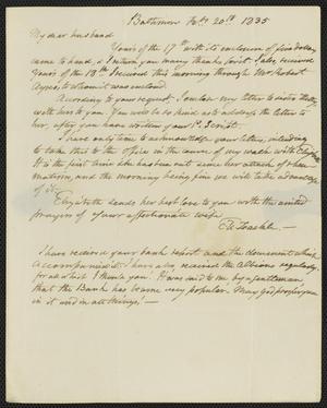 [Letter from Elizabeth Upshur Teackle to her husband, Littleton Dennis Teackle, February 20, 1835]