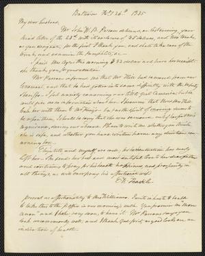[Letter from Elizabeth Upshur Teackle to her husband, Littleton Dennis Teackle, February 26, 1835]