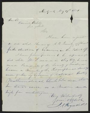 [Letter from J. N. Reynolds to Daniel Webster, May 19, 1841]