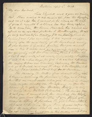 [Letter from Elizabeth Upshur Teackle to her husband, Littleton Dennis Teackle, April 2, 1834]