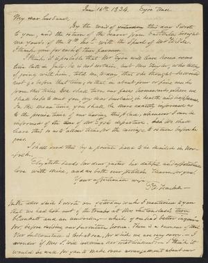 [Letter from Elizabeth Upshur Teackle to her husband, Littleton Dennis Teackle, June 16, 1834]
