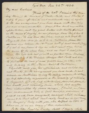 [Letter from Elizabeth Upshur Teackle to her husband, Littleton Dennis Teackle, June 22, 1834]