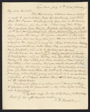 [Letter from Elizabeth Upshur Teackle to her husband, Littleton Dennis Teackle, July 5, 1834]