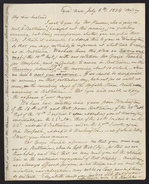 [Letter from Elizabeth Upshur Teackle to her husband, Littleton Dennis Teackle, July 6, 1834]