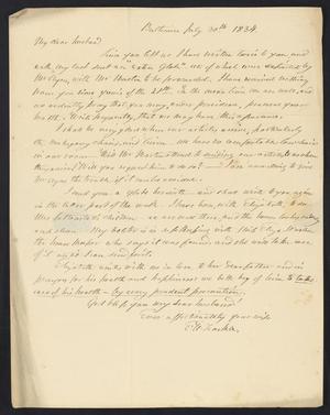 [Letter from Elizabeth Upshur Teackle to her husband, Littleton Dennis Teackle, July 30, 1834]