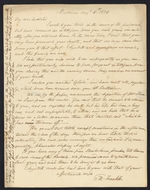 [Letter from Elizabeth Upshur Teackle to her husband, Littleton Dennis Teackle, August 5, 1834]