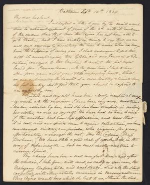 [Letter from Elizabeth Upshur Teackle to her husband, Littleton Dennis Teackle, September 16, 1834]