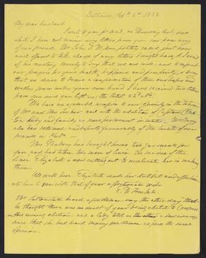 [Letter from Elizabeth Upshur Teackle to her husband, Littleton Dennis Teackle, September 2, 1833]