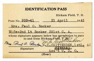 Primary view of object titled '[Vanita M. Bocker Identification Card, #2]'.