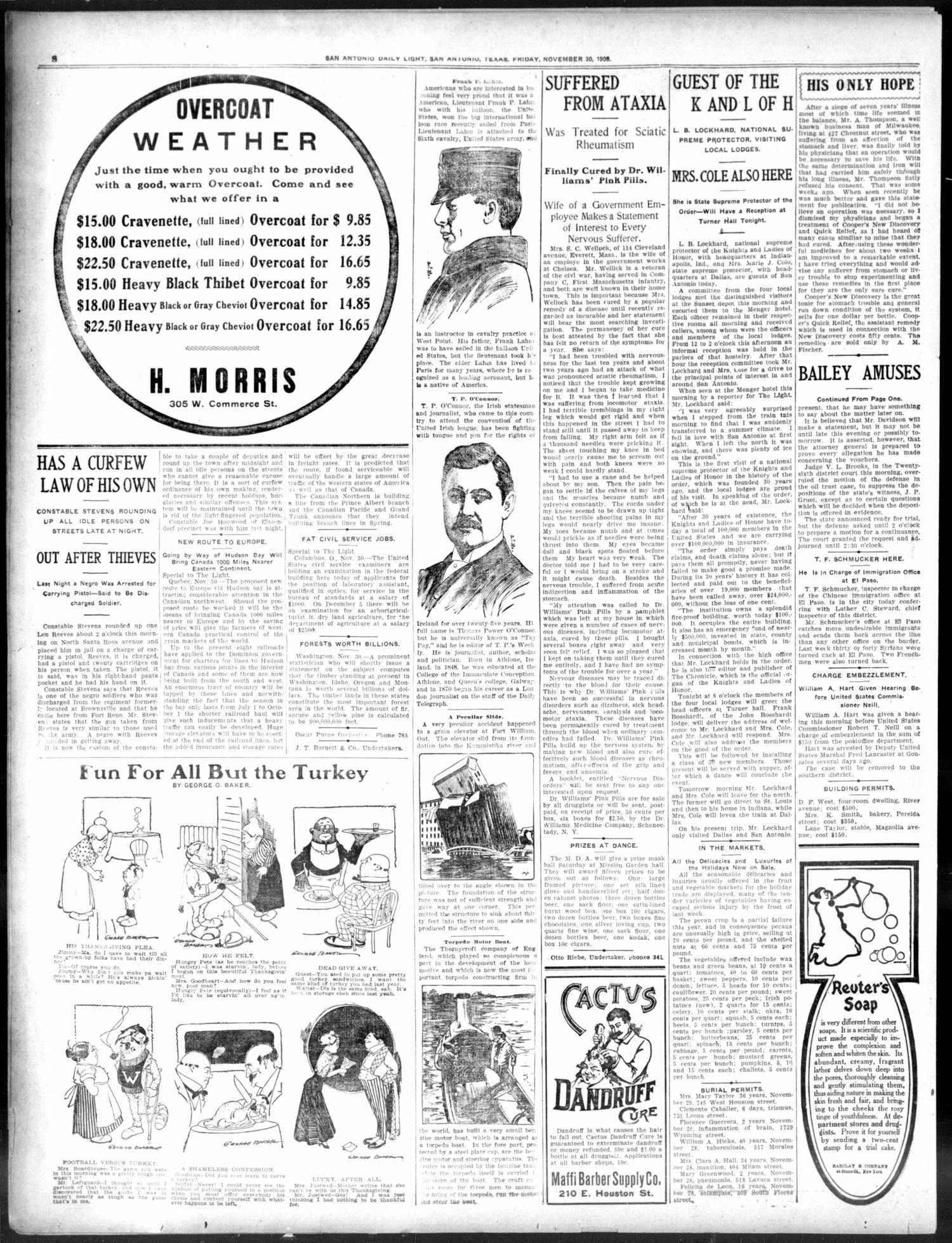 San Antonio Daily Light (San Antonio, Tex.), Vol. 25, No. 308, Ed. 1 Friday, November 30, 1906
                                                
                                                    [Sequence #]: 8 of 12
                                                