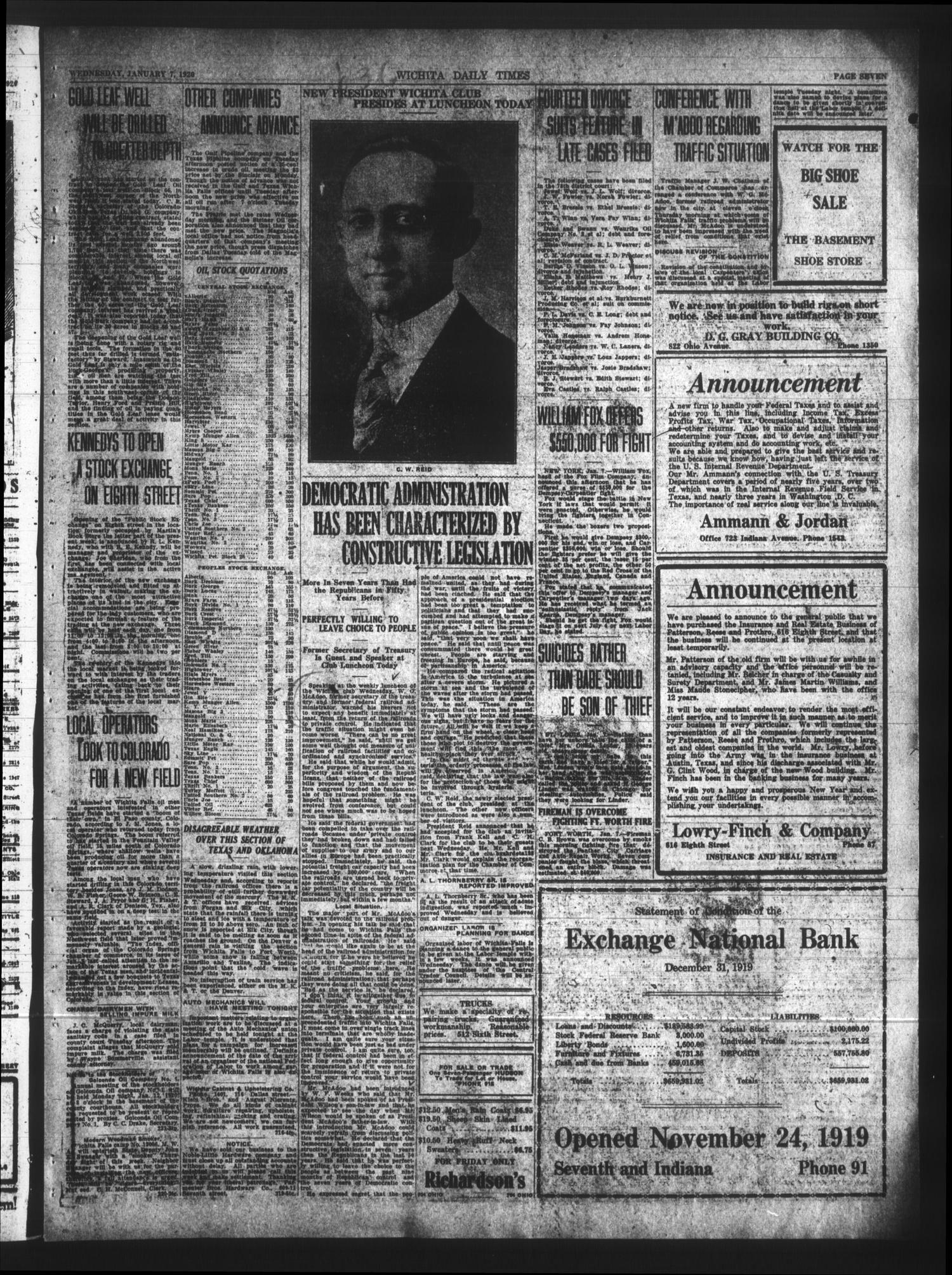 Wichita Daily Times (Wichita Falls, Tex.), Vol. 13, No. 221, Ed. 1 Wednesday, January 7, 1920
                                                
                                                    [Sequence #]: 7 of 16
                                                