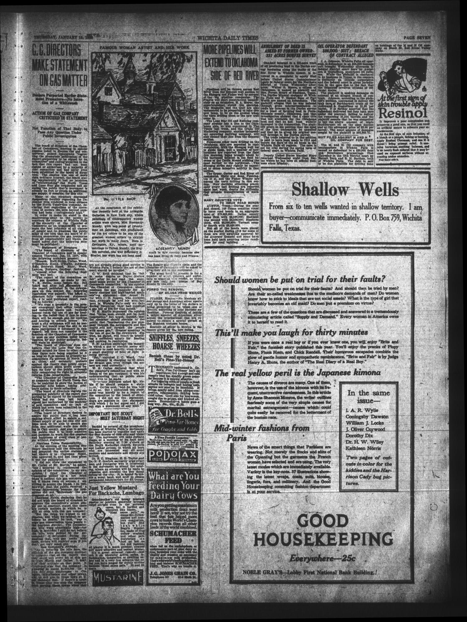 Wichita Daily Times (Wichita Falls, Tex.), Vol. 13, No. 229, Ed. 1 Thursday, January 15, 1920
                                                
                                                    [Sequence #]: 7 of 14
                                                