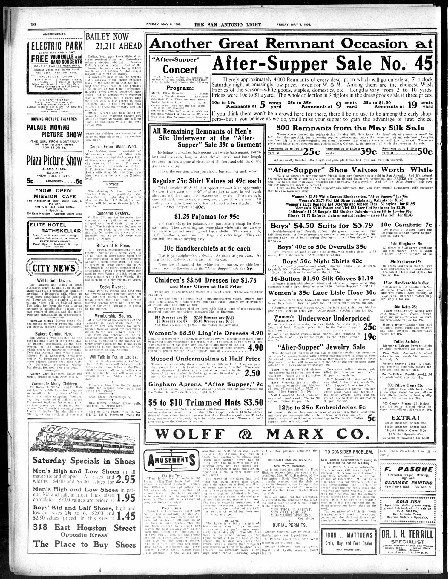 The San Antonio Light (San Antonio, Tex.), Ed. 1 Friday, May 8, 1908
                                                
                                                    [Sequence #]: 10 of 10
                                                